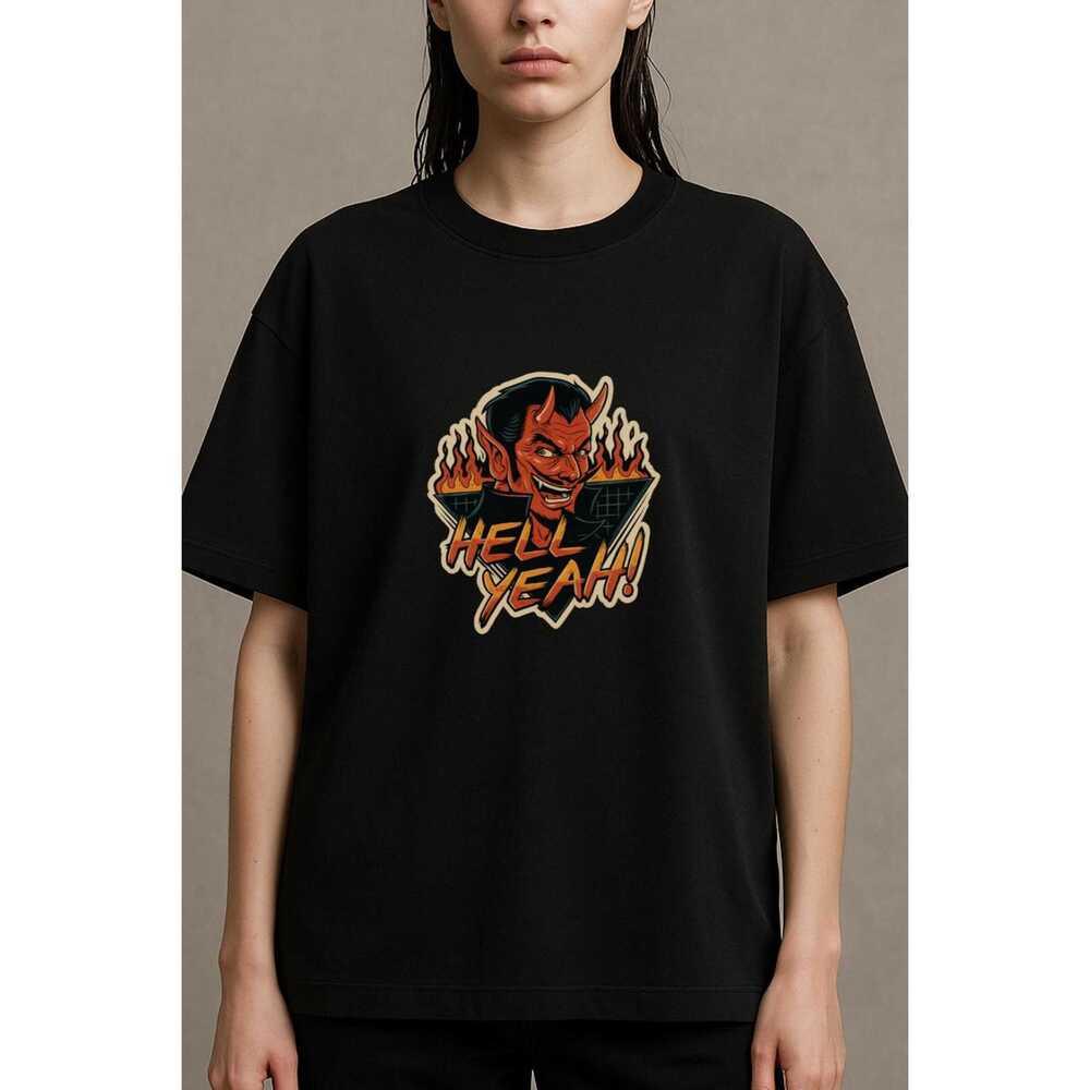 Retro Devil Graphic Tee Rock Culture Tattoo Art Shirt Black